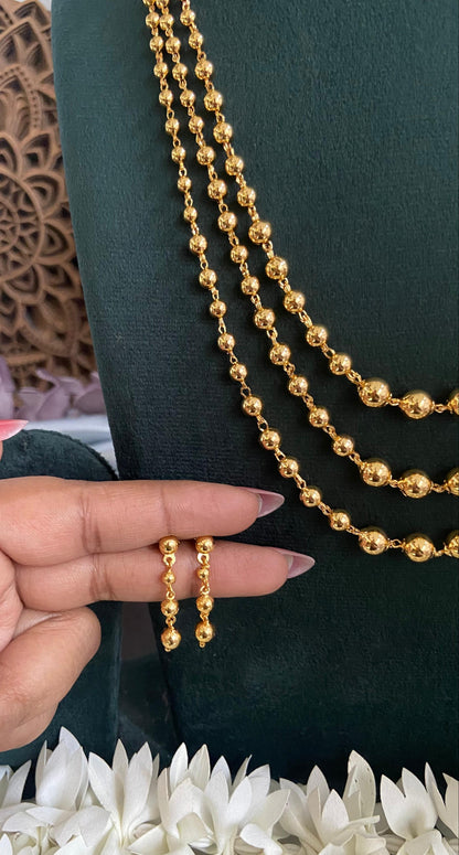 Three Layer Manimala With Earring Set