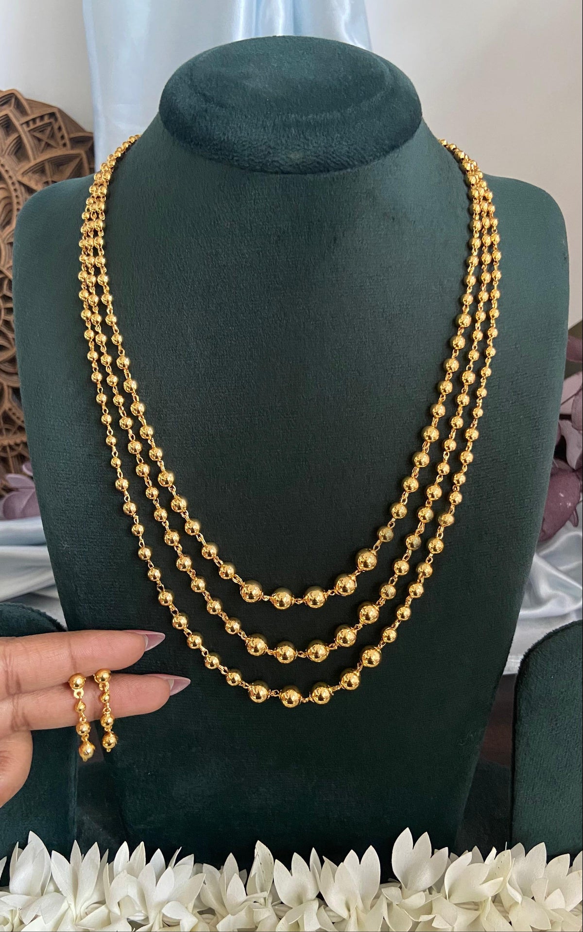 Three Layer Manimala With Earring Set