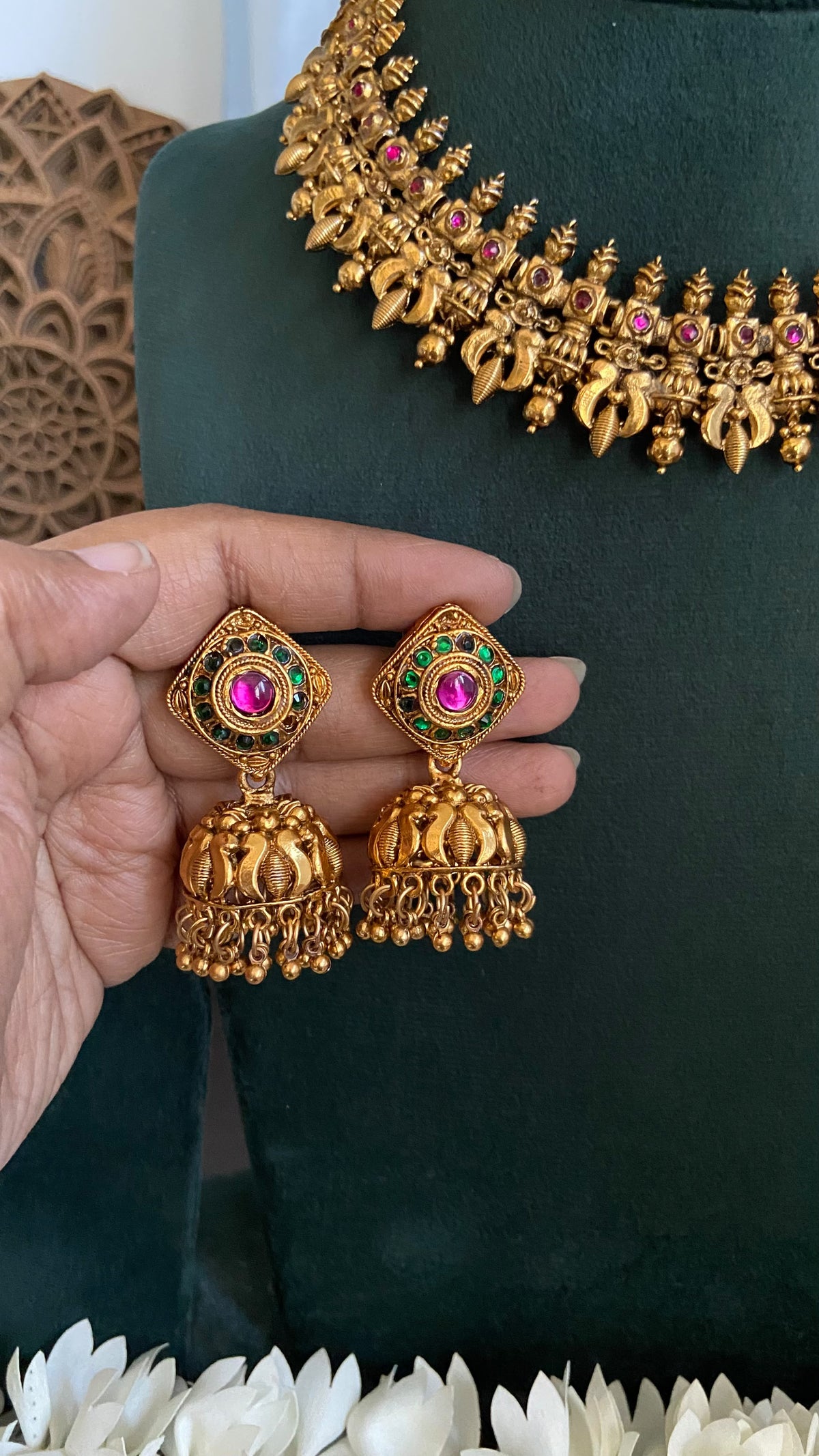 Ritha Antique Temple Necklace Set