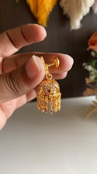 Savithri Panchaloha White Stone Jumka