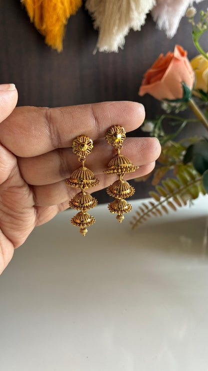 Viharini Antique 3 Layer Jumka