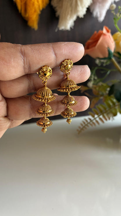 Viharini Antique 3 Layer Jumka