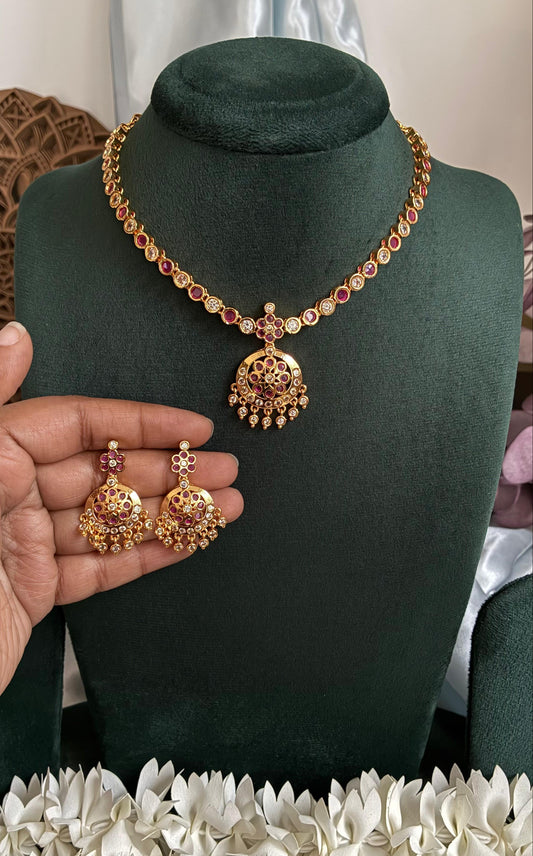 White And Pink Multi Colour Attigai Set