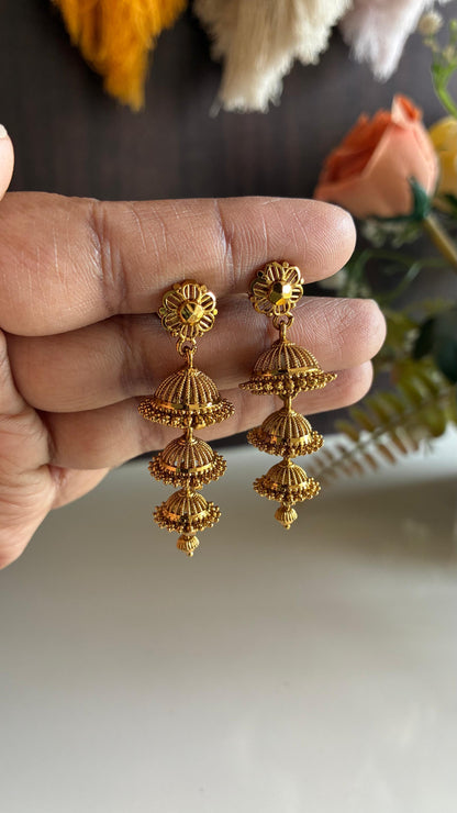 Viharini Antique 3 Layer Jumka