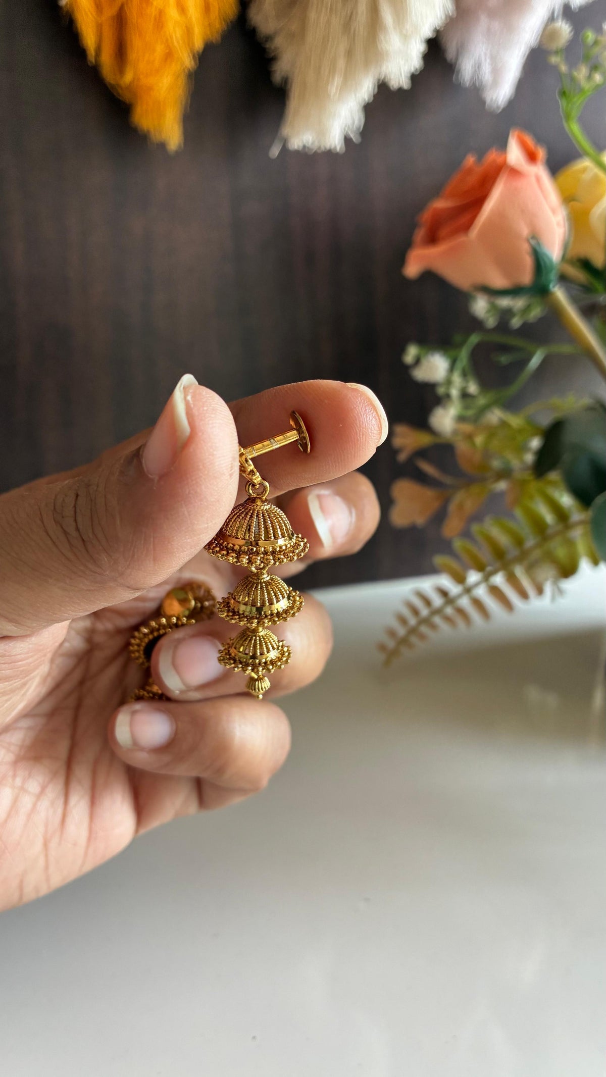 Viharini Antique 3 Layer Jumka