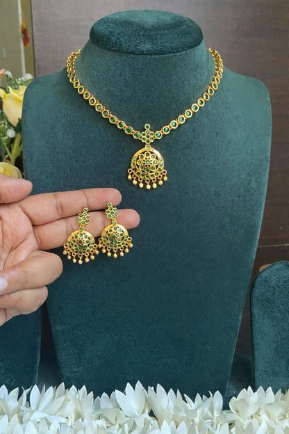 Green Attigai Necklace with Earrings