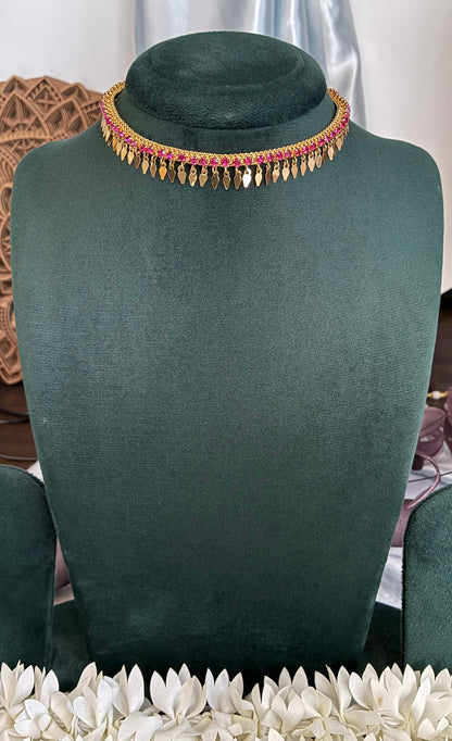 Single Hanging Ruby Elakkathali Necklace