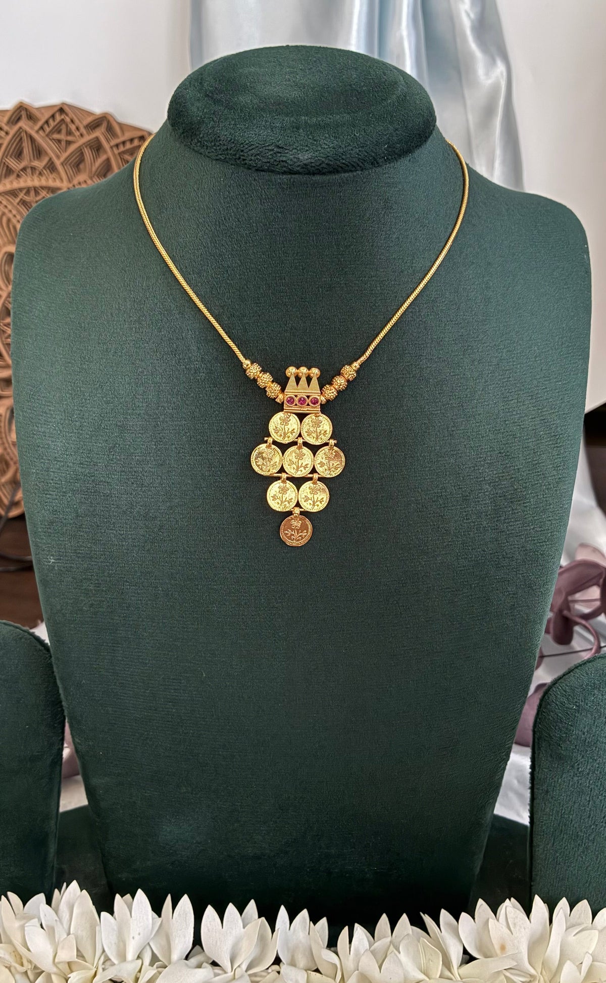 Suhasini Flower Coin Pendant Necklace