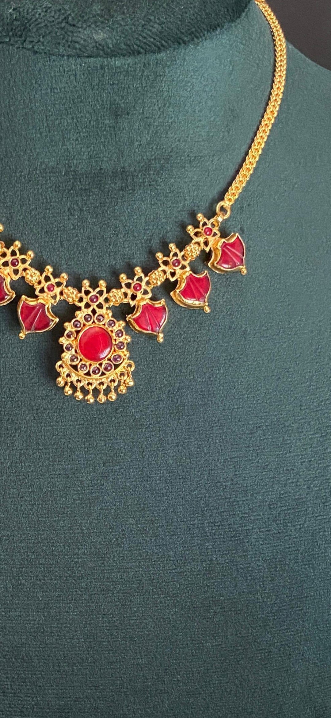 Red & Green Double Sided Palakka Necklace