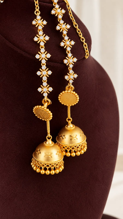 Alli Golden Jumka With Ear Chain